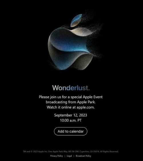 苹果2023秋季发布会9月13日举行