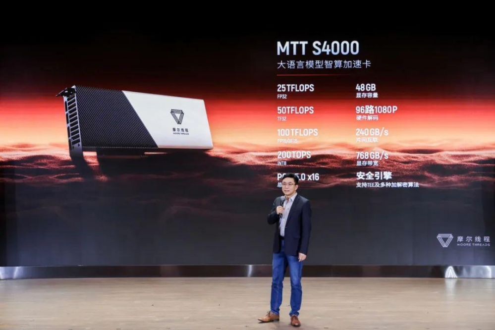 摩尔线程大模型智算加速卡MTTS4000发布