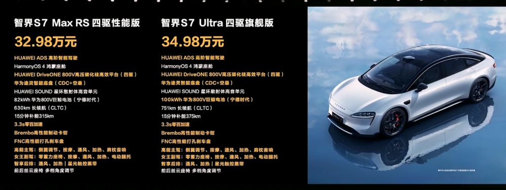 华为余承东发布新版智界S7轿车